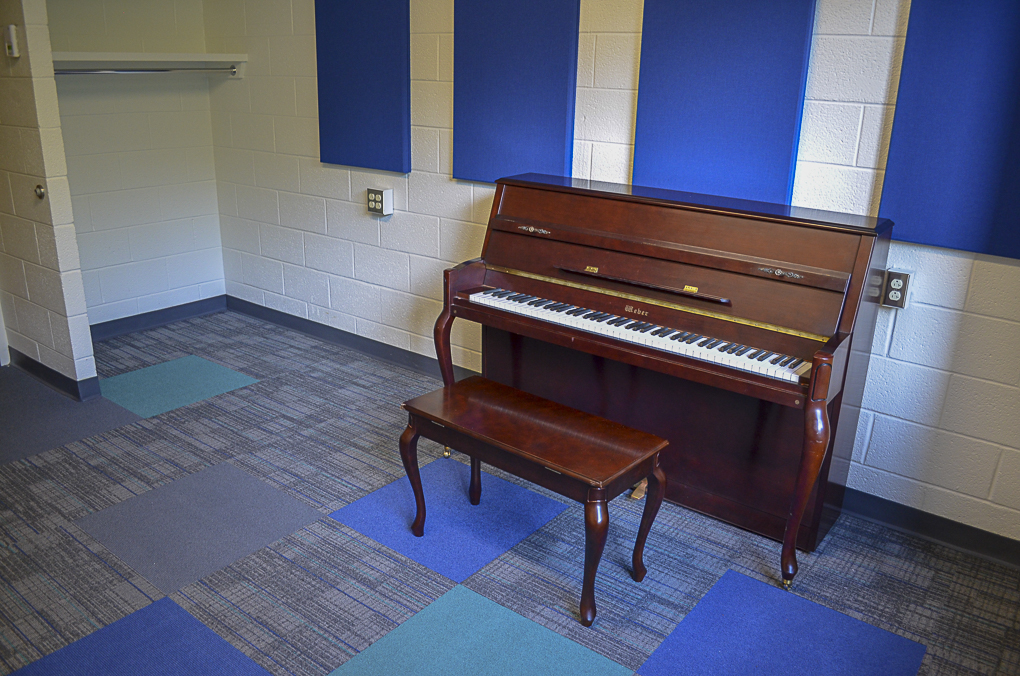 practice room in cone with piano