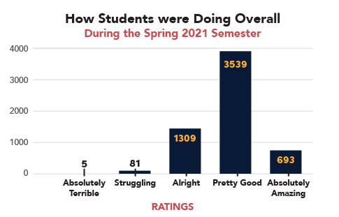 How Students were doing overall. Majority pretty good, then alright, following with absolutely amazing